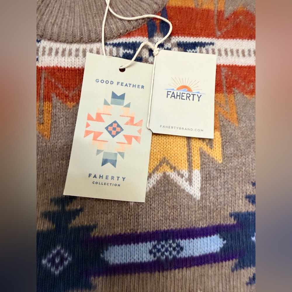 NWT Faherty Artist Goodfeather Desert Earth Fire original design sweater size M - Picture 7 of 10